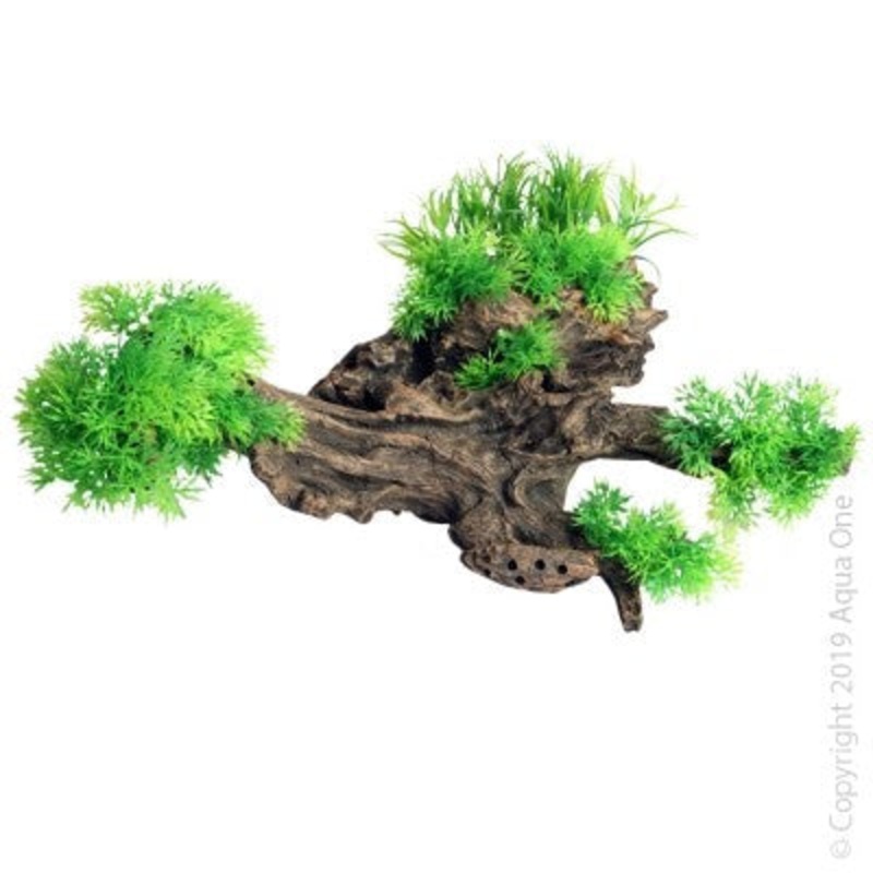 Aqua One Ornament Jumbo Driftwood With Plant 38x23x33cmh (37889)