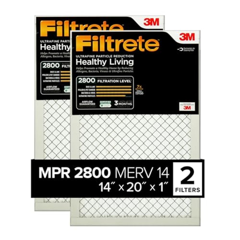 Filtrete 2x25x1 Furnace Air Filter MPR 28 MERV 13, Healthy Living Ultrafine Particle Reduction