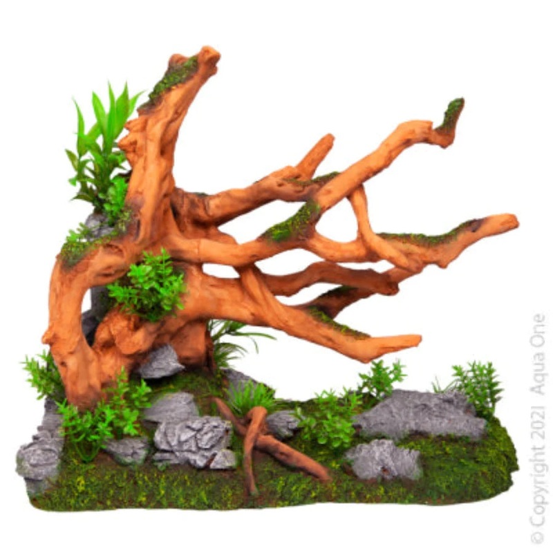 Aqua One Ecoscape Driftwood Light On Rock Garden Large 32.5 X 18.5 X 27.5cm