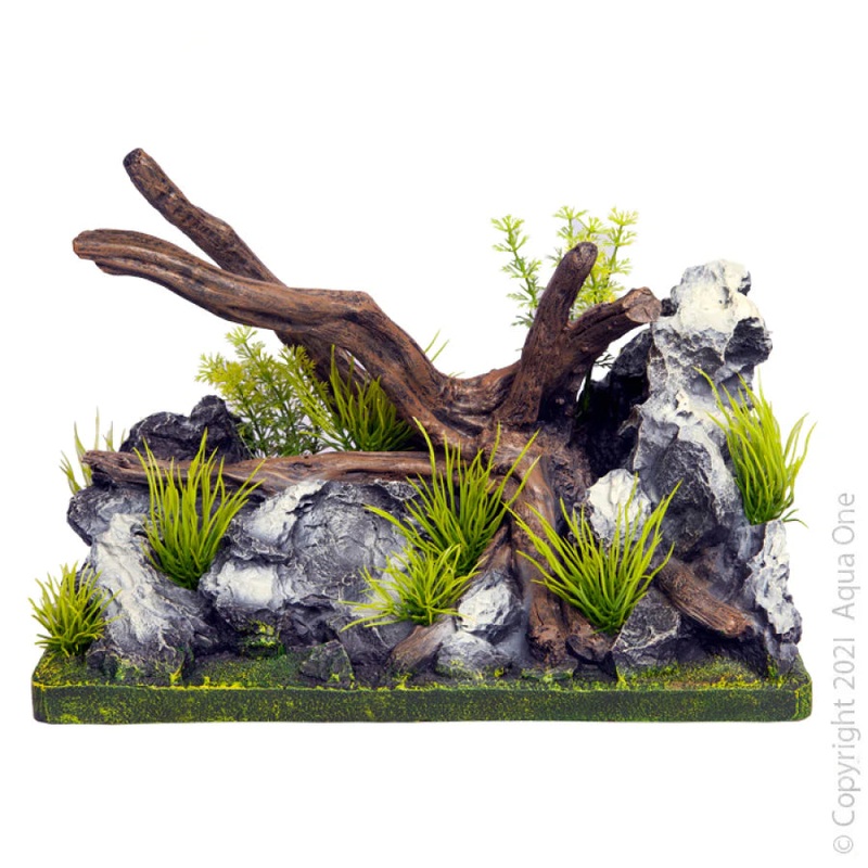 Aqua One Ecoscape Driftwood On Rock Garden Medium 27.5 X 15 X 18.6cm
