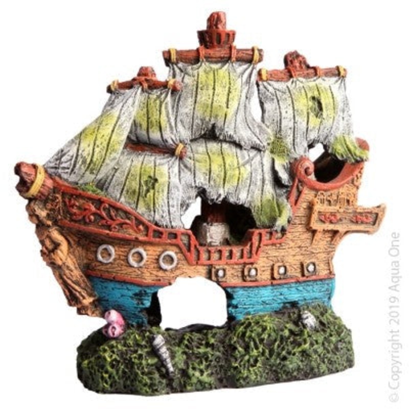 Aqua One Ornament Sailing Ship 15×6.5x14cmh (36974)