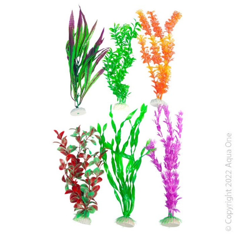 Aqua One Plastic Plant 6pk Mixed Large (24239)