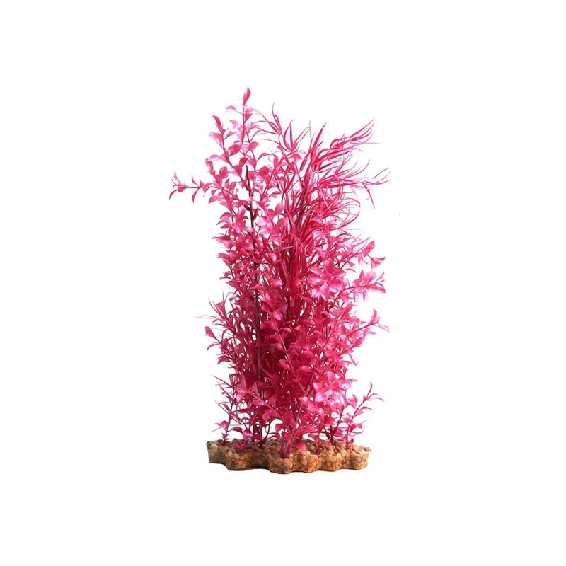 Plastic Plant Pink Ludwigia Blyxa w Gravel Base X