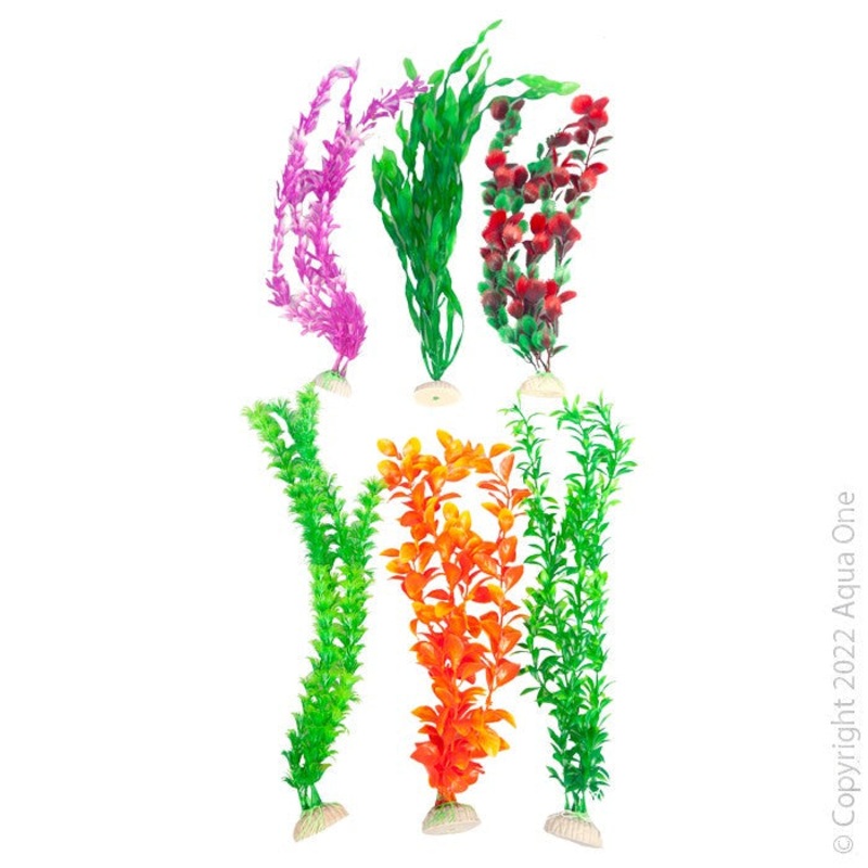 Aqua One Plastic Plant 6pk Mixed Xlarge (24240)