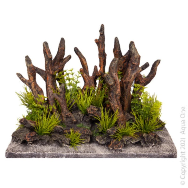 Aqua One Ecoscape Driftwood On Rock Garden Large 32.5 X 18 X 23.5cm