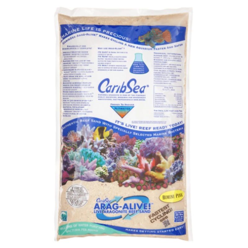 CaribSea Arag-Alive Bimini Pink Reef Sand Size: 0.5 – 5.0mm 20lb